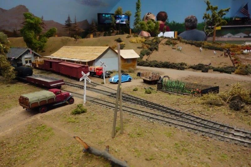 Close-up of model railroad rolling stock